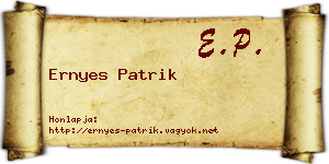 Ernyes Patrik névjegykártya